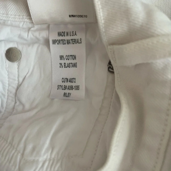 Agolde Riley High Rise Button Fly Raw Hem White Jeans - Picture 10 of 11